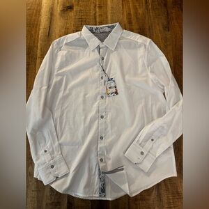 Robert Graham White Casual Button Down Shirt WAYFARER CLASSIC FIT 2XL cotton NWT